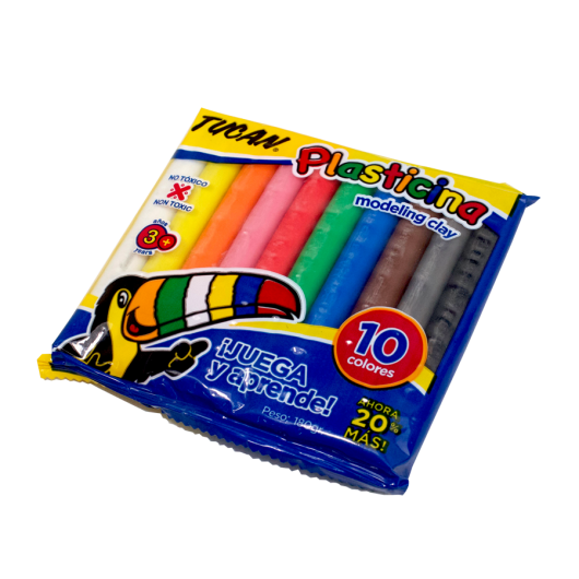 PLASTICINA TUCAN 10 COLORES BARRA FX144