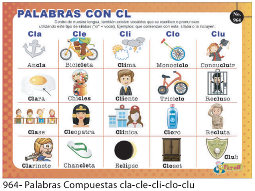 [F964] LAMINA EDUCATIVA  PALABRAS CON CL