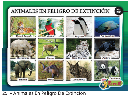 [F251] LAMINAS EDUCATIVAS ANIMALES EN PELIGRO DE EXTINCION