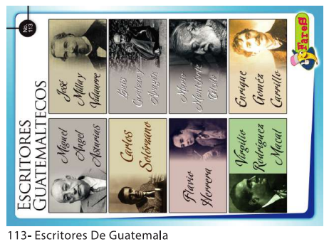 [F113] LAMINAS EDUCATIVAS ESCRITORES DE GUATEMALA