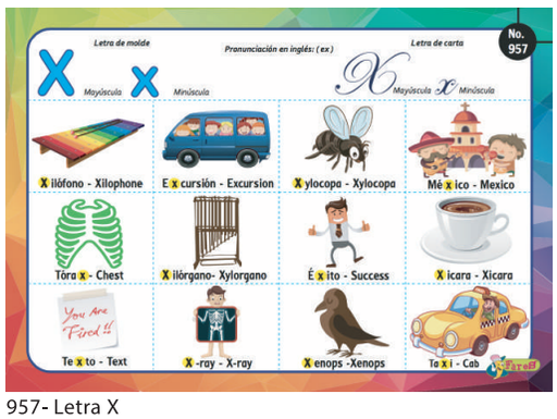 [F957] LAMINAS EDUCATIVAS LETRA X