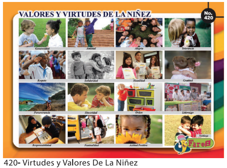 [F420] LAMINAS EDUCATIVAS VIRTUDES Y VALORES DE LA NIÑEZ