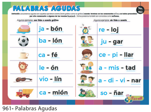 [F961] Lamina educativa Palabras Agudas
