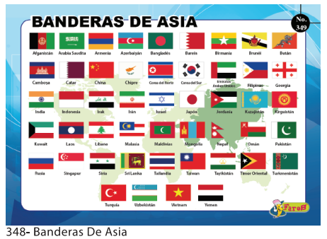 [F349] Laminas educativas - f349 Bandera de Asia