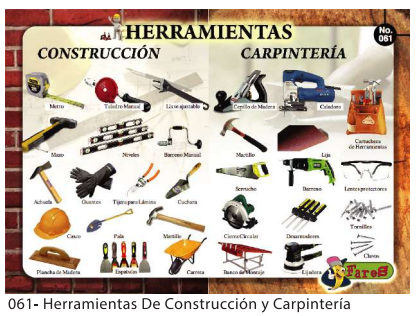 [F61] Laminas educativas herramientas de construccion y carpinteria