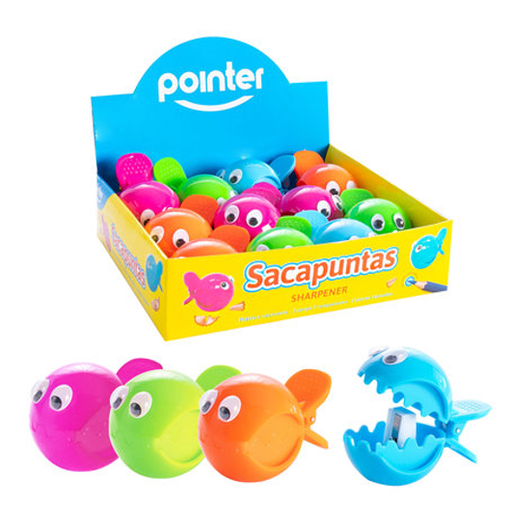[SH-0001]  SACAPUNTAS POINTER PEZ C/DEPOSITO 1A. CX12 FX60
